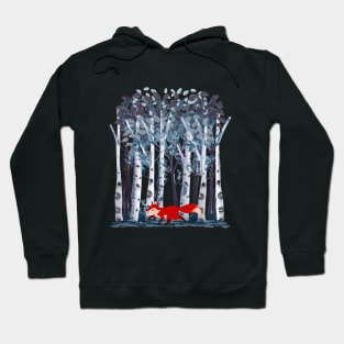 The Birches, fox and watercolor style Hoodie